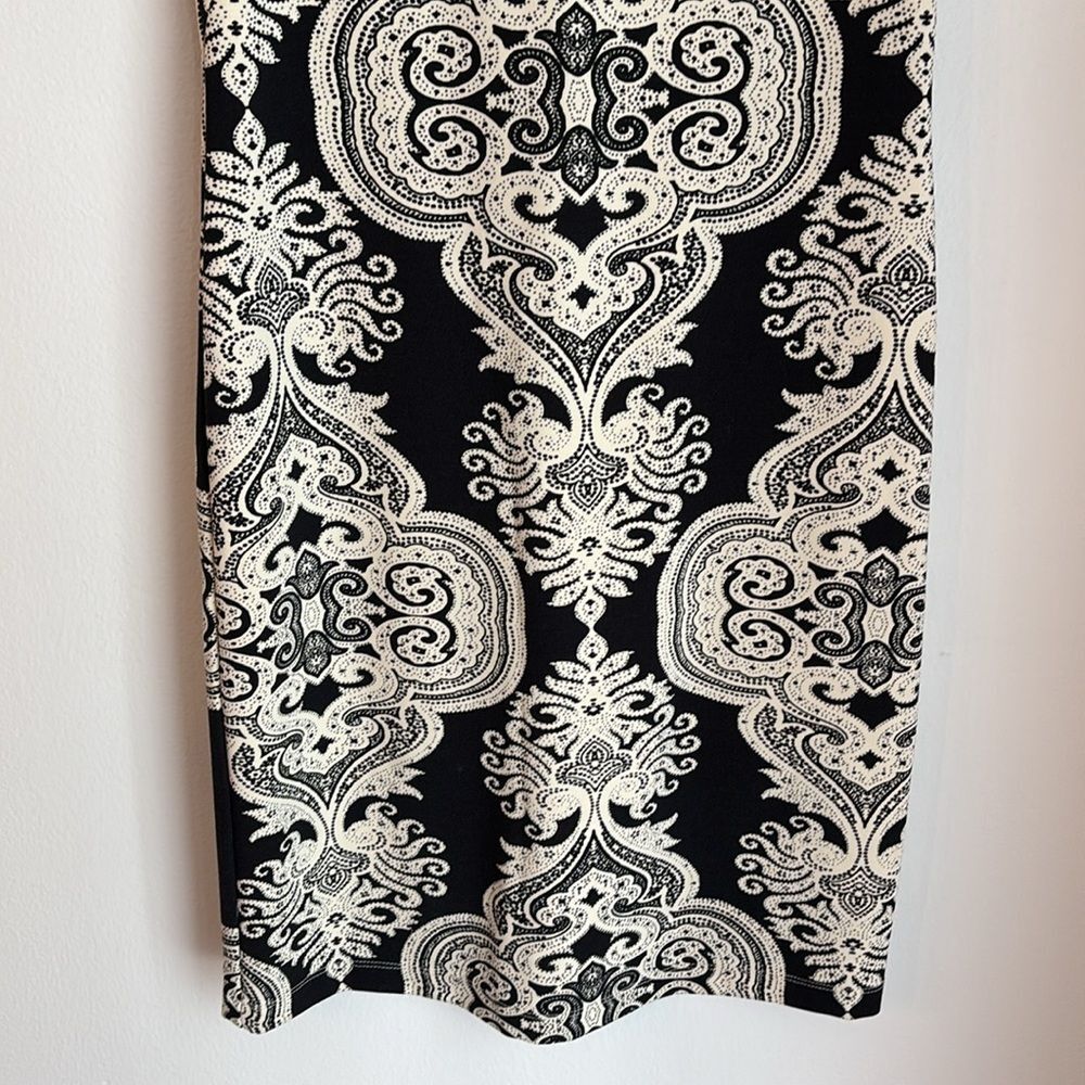J. McLaughlin Women Elegant Black and Cream Patterned Dress Catalina cloth small - Picture 3 of 11
